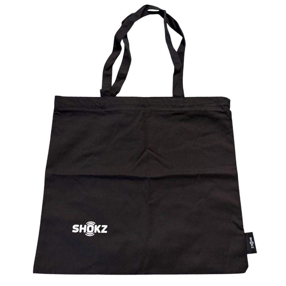 Shokz Black Canvas Tote Bag Zipper‎ Closure Tech Swag Logo New with Bag